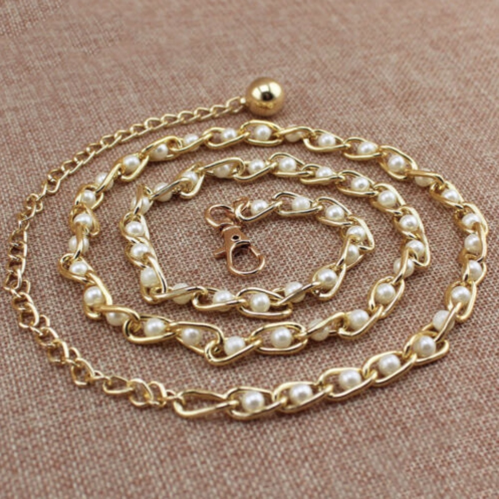 Gold Beaded Chain Belt - Picture 2 of 5